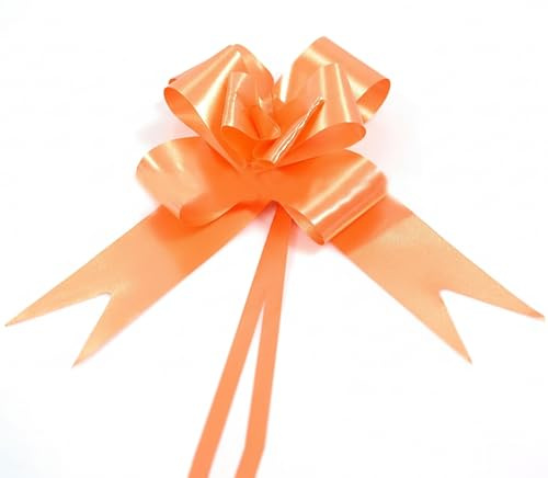 10pcs Orange 50mm/5cm Large Ribbon Pull Bows for Party Wall, Gift Wraps, Christmas Trees, Wedding, Birthday Hampers Decoration Florist Pullbows