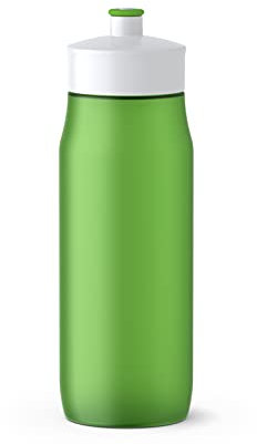 Emsa 518088 Squeeze Sport-Trinkflasche | 0,6 Liter Fassungsvermögen | Ohne BPA | 100% auslaufsicher und spülmaschinengeeignet | Robust und stylisch | Grün/ Weiß, 6.5 x 6.5 x 21.9 cm