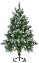 Aufun Künstlich Weihnachtsbaum 120cm Künstlicher Weinachts Baum Deko Tannenbaum Grün PVC mit Schnee-Effekt mit Ständer Weihnachtsdeko