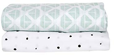 2er Set Swaddle & Burp Blanket Puckdecke Spuckdecke Einschlagtücher aus Baumwoll Musselin 100x120 cm, 100% naturreine Baumwolle - Öko-Tex Standard 100, Schiffe mintgrün