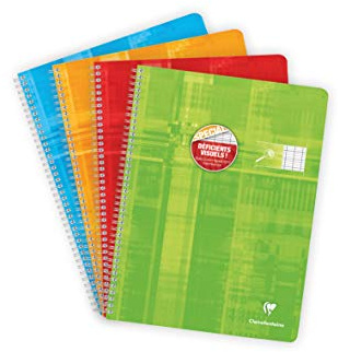 Clairefontaine 68396C en visuellt bristfällig spiralanteckningsbok - 24 x 32 cm - 100 förstorade svarta stora sidor 10/10 - vitt papper 90 g - laminerat kortomslag - slumpmässig färg