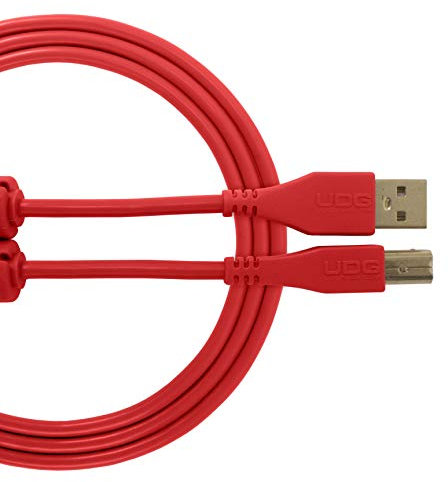 UDG U95001RD Cable USB 2.0 (A-B) - Cable USB 2.0 A-macho a B-macho optimizado de alta velocidad para audio de alta velocidad, rojo, 1 metro. Compatible con cualquier dispositivo USB A-B