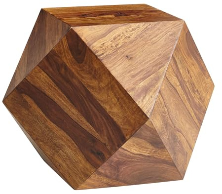 FineBuy Couchtisch 57x57x42,5 cm Sheesham Massivholz, Diamantform | kunstvoller Wohnzimmertisch, Sofatisch aus Echtholz, Holztisch handgefertigt, jedes Stück ein Unikat