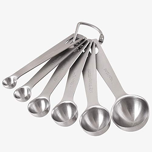 Newk - Set di 6 cucchiai da cucina in acciaio inossidabile per ingredienti secchi e liquidi, 1/8 cucchiaino, 1/4 cucchiaino, 1/2 cucchiaino, 1 cucchiaino, 1 cucchiaino, 1/2 cucchiaio e 1 cucchiaio