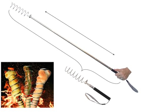 Twisti Stockbrot Spieß HOT-Dog Maker Wurstgrill Ausziehbar XL bis 110cm Edelstahl