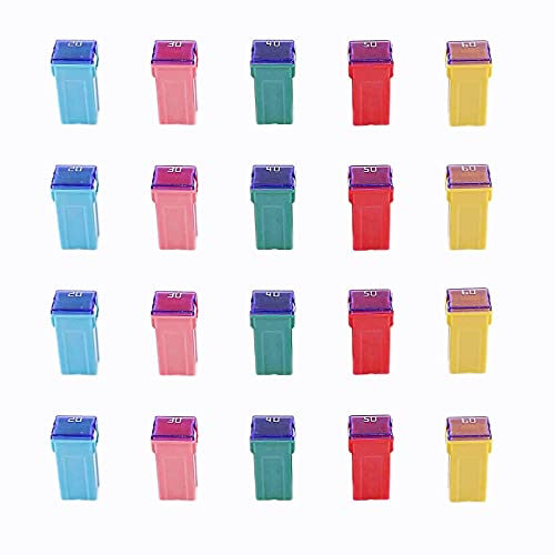 HUAZIZ 20 Pezzi Kit Di Fusibili Per Assortimento Automobilistico A Forma Quadrata Per Auto 20A 30A 40A 50A 60A