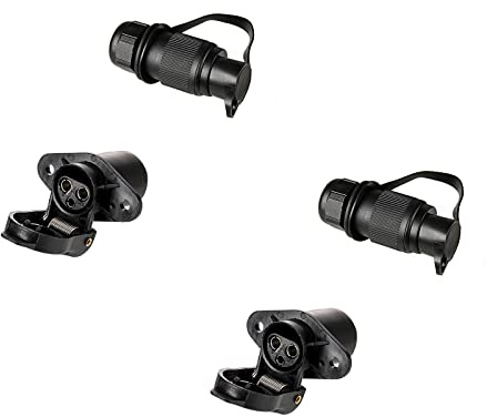 BEIJISTAR 2 x 3 pol Stecker und Steckdose, 3 Poliger Stecker Steckdose Traktor, Nach DIN 9680, Flachsteckanschluss für 12V Systeme, für Anhänger Landmaschine (2-Loch Montagepunkt)