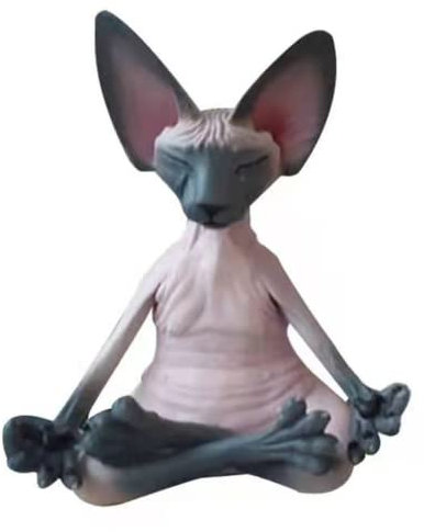 BeiLuo Neue Katze Figur Sphynx Meditation Statue Yoga Tier Katze Meditation Kunst Skulptur Mikrodekoration Garten Haus Büro Ornament (F)