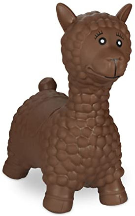 Relaxdays Hüpftier Lama, inkl. Luftpumpe, Kinder ab 3 Jahre, BPA-frei, aufblasbares Hüpfspielzeug, Sprungtier, braun