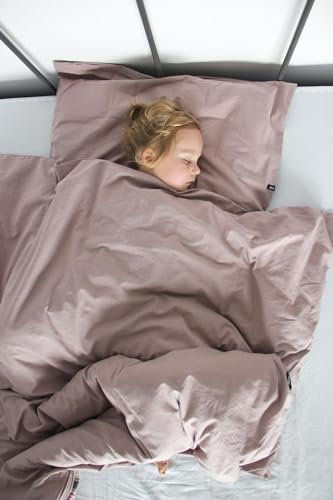 HOP DESIGN Bettwäsche 135x200 Baumwolle Bettwäsche-Sets, Bettbezug 135x200 Schmutziges Rosa - Bettbezüge Sommerbettwäsche, Duvet Cover mit 1 Kissen Bezug 100% Baumwolle Ideal für Allergiker