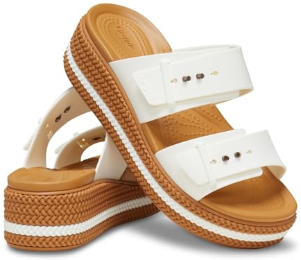 Crocs Femme Brooklyn Woven Buckle Sandales, Chalk, 37/38 EU