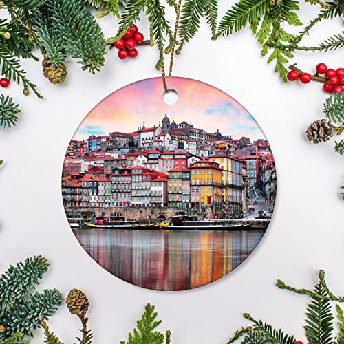 Weihnachtsbaumschmuck 7.3cm, Porto, Portugal Altstadt Am Fluss Douro Weihnachtsanhänger Ideal Christbaumschmuck Anhänger Andenken Weihnachtsschmuck Für Hausdeko Party Weihnachtsbaum