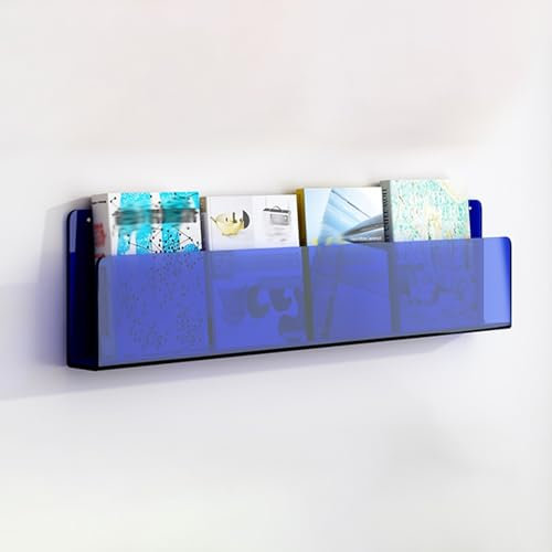 Schwebendes Wand-Bücherregal für Kinder 16 24 32 40 47 Zoll, Wandmontage-Zeitschriftenhalter aus Acryl, hängender Broschüren-Aktenständer für Büro, Zuhause, Ausstellungen (Farbe: Klar, Größe: L –