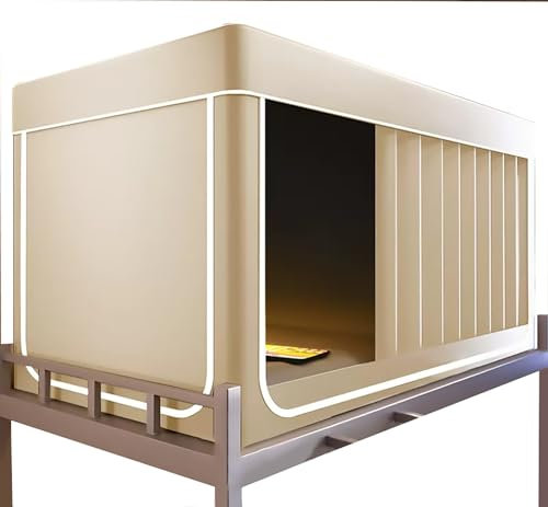 Leodun Tragbares Baldachin-Dream-Bettzelt-Moskitonetz, Schlafzelte für Kinder und Erwachsene, Atmungsaktives Betthimmel,sensorisches Verdunkelungszelt für den Innenbereich,Beige,90 * 190 * 110cm