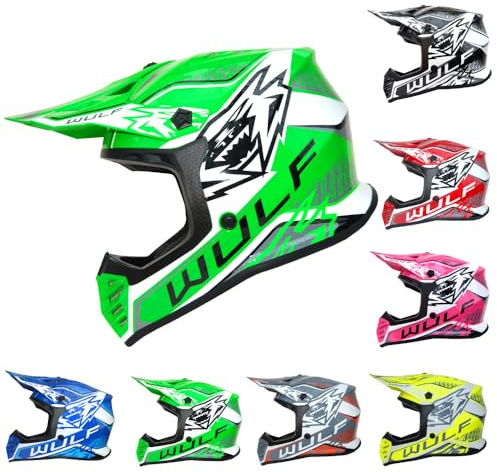 Wulfsport KAIR-X Helmet Kids Motocross Helmet- Green L (51-52cm)