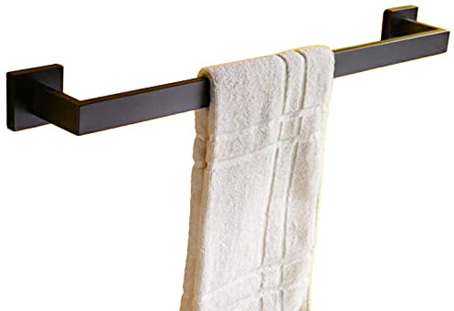 ECOLFE Towel Rail for Bathroom, Bathroom Towel Bar HolderSUS304 Stainless Steel Kitchen Accessories,Wall Mounted Black Square Towel Bar Rail,40cm/50cm/60cm,Single(SZ:60cm) (Size : 50cm)