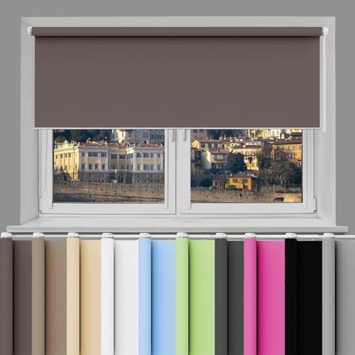 Seitenzugrollo 80 x 210 cm Sichtschutz Hitzeschutz Seitenzugrollo für Schlafzimmer, Badezimmer, Wohnzimmer Fenster, Braun