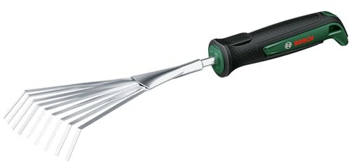 Bosch rastrello a ventaglio manuale da giardino (per rastrellare scarti del giardino; robusto; acciaio inox; Softgrip; ergonomico)