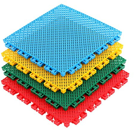 SilteD 16er-Pack weiche Bodenfliesen, rutschfeste, modulare, ineinandergreifende Kissen, strapazierfähige, wasserdichte Übungs-Spielmatte für Zuhause, Büro, Gewerbe (Farbe: Rot, Größe: 25 x 25 x 1,2