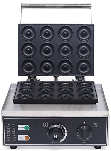 12pcs Commerciale Elettrico Ciambella Mini Maker Macchina Waffle Macchina 1500W Padella antiaderente dessert fai da te in acciaio inossidabile