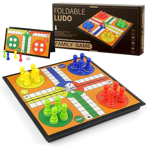 BCTHLBF Board Game, Folding Board Games, Ludo Game, International Flight Chess, Funny Children Board Game, Portable Classic Strategy Game Set, Family Fun Board Game for Kids and Adults