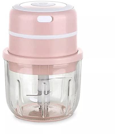 ASADFDAA Potato masher Kitchen USB Charging Onion Ginger Slicer Meat Chopper Electric Garlic Pepper Masher House 300ML Vegetables Fruits Grinder (Color : Pink)