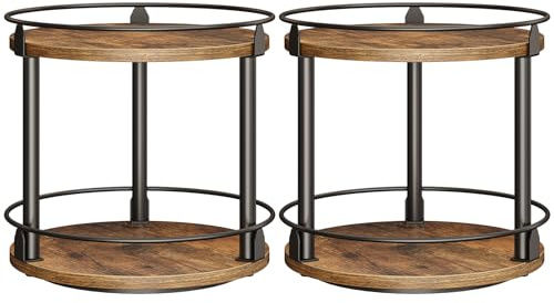 YATINEY Spice Rack, Set of 2 Lazy Susan Organizer, 2-Tier Turntable Organizer, Rotating Spice Rack Organizer For Cabinet, Compact and Versatile, for Kitchen Countertop, Rustic Brown SR22L2BR