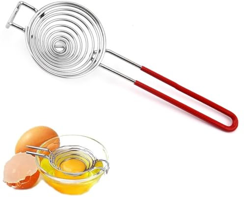Separador de yemas de huevo, separador de huevos de acero inoxidable, separador de proteínas, gran capacidad, separador de huevos con mango largo, para cocinar y utensilios de cocina, apto para
