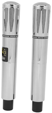 Microphone sans Fil, Système de Micro Dynamique Portatif sans Fil UHF avec Récepteur, Machine de Chant à Portée de 100 M pour Chanter la Parole (Silver)