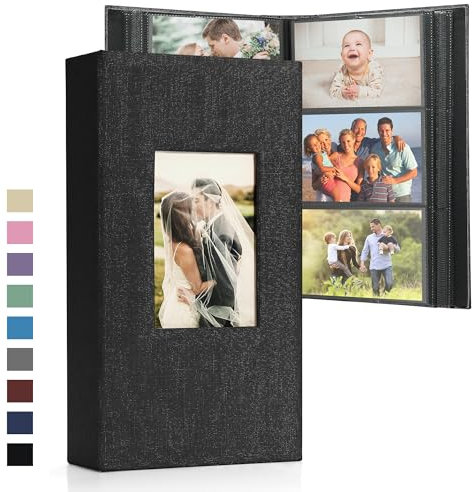 DazSpirit Album fotografico da 15 x 10 cm, 408 tasche, copertina in lino personalizzabile, 10 x 15 cm, grande capacità, tasche scorrevoli, ideale per album di nozze, libri fotografici di famiglia e