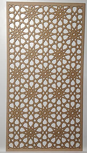 Panneau décoratif en maille de bois, cloison murale, grille de radiateur, découpes, meubles de cuisine, découpe au laser en MDF de 3 mm d'épaisseur (taille 1200 mm x 620 mm) motif marocain M2.