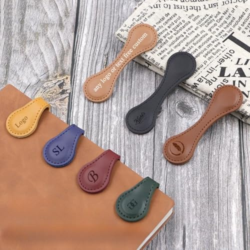 Magnetische Leder-Lesezeichen, personalisierbare gravierte Lesezeichen, inspirierende Texte oder Namen, Geschenk für Leser, Kinder, Lehrer, Klassenkameraden, Buchliebhaber, Geschenke (1 Stück)