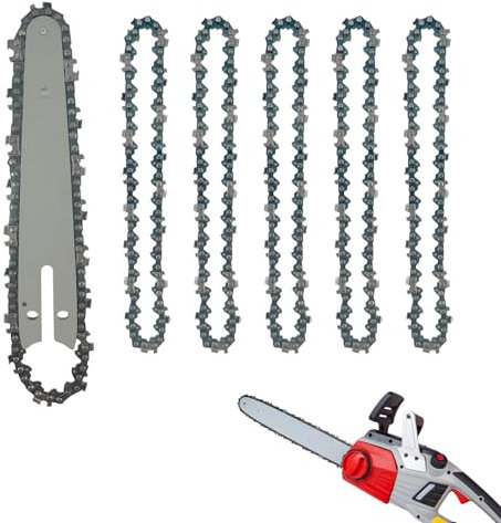 5Pcs Chainsaw Chain with Chainsaw Guide Rail, 6 Inch Mini Electric Chain Replacement, 37 Drive Links Replacement Chainsaw, Chainsaw Bar and Chain Combo, Low Kickback Saw for Tree Trimming