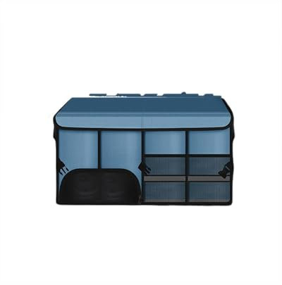 autositz organizer Faltbare Auto-Aufbewahrungsbox Große Kapazität Kofferraum-Organizer Mit Deckel Aufbewahrungsbox Für Den Außenbereich Camping-Van SUV Auto-Box-Zubehör kofferraum organizer klett(A Bl