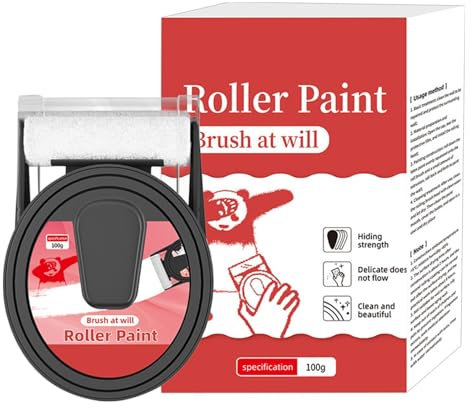 Ancsttu Wand-Reparatur-Pastenroller, kleine Wand-Flicken-Rolle, Wandreparaturpaste mit hoher Deckkraft, 2-in-1-Rollenstift, Weiße Lackausbesserung, 100 g tragbare Latexfarbe auf Wasserbasis, entfernt