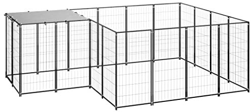 DYRJDJWIDHW hundebox kleine Hunde,knuffelwuff hundebox,Hundezwinger Schwarz 6,05 m² StahlEntworfen für Garten und Terrasse.