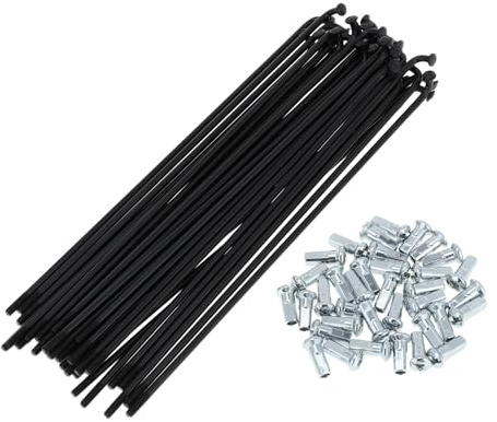 A ABSOPRO Raggi per Bicicletta 12G, Raggi per Ruota Bici in Acciaio al Carbonio, Nero, 36 Pezzi