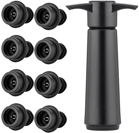 1 Wein Vakuumpumpe mit 8 Vakuum-Weinverschlüssen, wiederverwendbar, um Wein, Bier, Champagner frisch zu halten