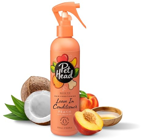 Pet Head Quick Fix balsamspray för hundar | Persikodoft | Reparerar, Reder ut Och Mjukar upp Pälsen | Utredningsspray, Lämplig för Vård av Våta eller Torra Hundpälsar | Behöver inte sköljas ur |300 ml