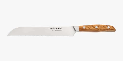 Arcos by Chef José Andres | 20 cm brödkniv för hantverksbröd och bageriprodukter | NITRUM smidd blad i rostfritt stål med sidenkant | Ergonomiskt handtag i pärlträ