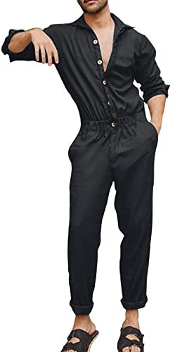Herren Arbeitsoverall Button Revers Hemd Cargo Hose mit vielen Taschen Maleroverall Bodysuit Freizeitanzug Fitnessanzug Jogginganzug Jogginganzug