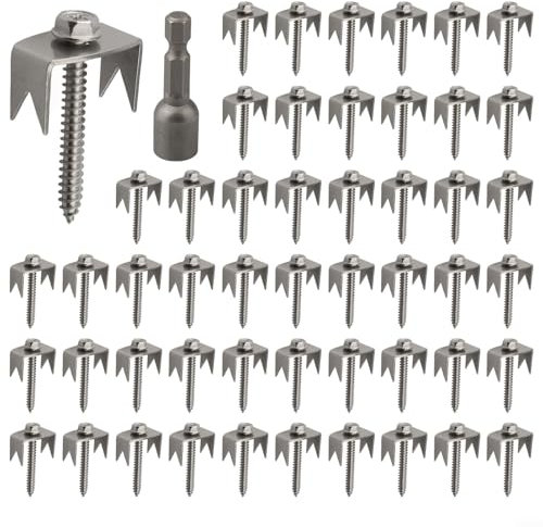 Clavos de valla de acero inoxidable, 50 sujetadores en forma de U para instalación segura de cercas de alambre