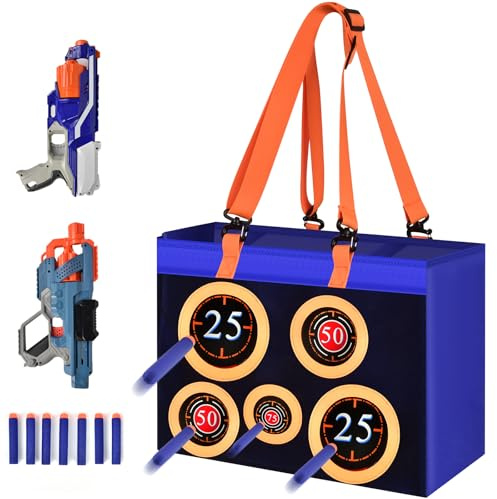 SAIKA Target Storage Bag for Nerf Guns for X Shot for Dart Zone for Shooting Practice, Gun Bullets Accessories Organizer for Party, Birthday, Portable & Foldable for Outdoor Indoor(Case Only)