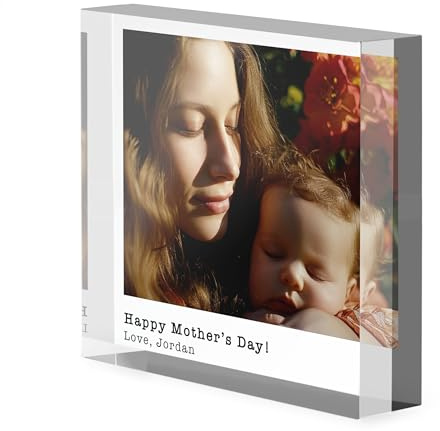 A1 Graphics Ltd Personalised Photo Print Acrylic Block Plaque Your Image & Text Printed Free Standing Picture Ornament (10cm x 10cm)