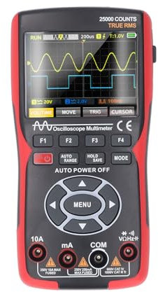 Mumusuki 3 in 1 Oscilloscope Multimeter 50MHz 2 Channel Digital Multimeter 25000 Counts with 3.5 Inch IPS Display for Electrical Automotive Testing