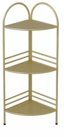 Gold 3 Tier Corner Shelf Modern Iron Plant Stand Fan Shaped Storage Rack for Living Room Bathroom & Kitchen Stylish Corner Display