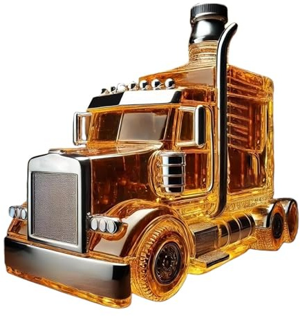 Whiskyflasche in LKW Form, 300ml Whisky-Dekanterflasche in Autoform, Glas Schnapsflasche in LKW Form mit Deckel, lustige Heimbar Dekoration(A)