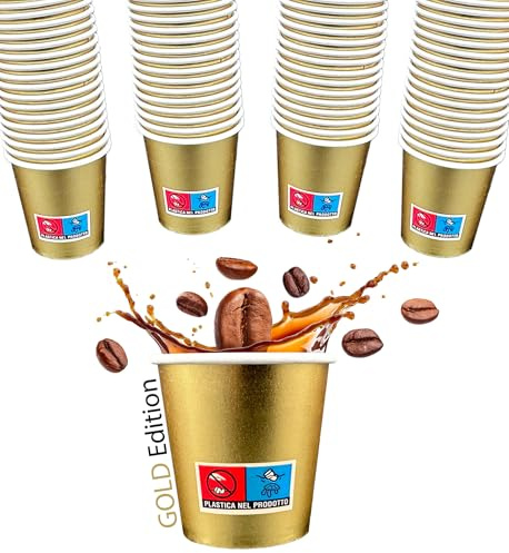 SWEEPING, 300 Bicchierini Caffè monouso,tazzine caffe in carta da 75ml - GOLD EDITION - Bicchieri caffe monouso per un esperienza elegante