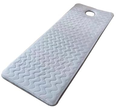 Coprimaterasso in memory foam con poggiatesta ed elastico, design antiscivolo, perfetto per lettini da massaggio e tavolini.
