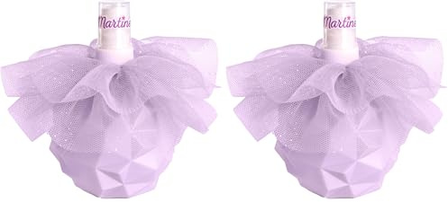 Martinelia Nebbia profumata glitterata, 100 ml – Fragranza per bambina scintillante – Eau de Toilette Nebbia morbida per la pelle profumata, routine di bellezza, bella bottiglia spray viola con tulle